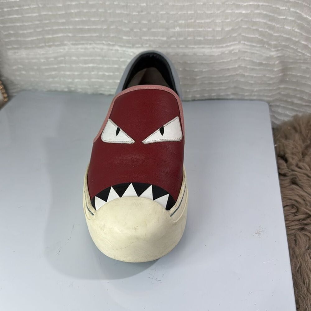 (N7) Fendi Monster leather slip-on sneakers, size 37, men's one shoe, right shoe - Picture 2 of 15